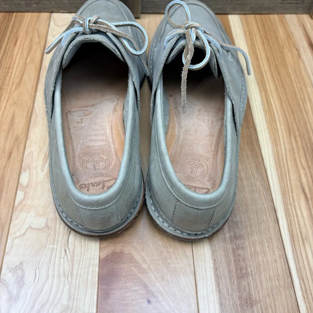 Clarks Grafted Sail Boat Shoe Gray Perforated Leather Men’s Sz 10.5